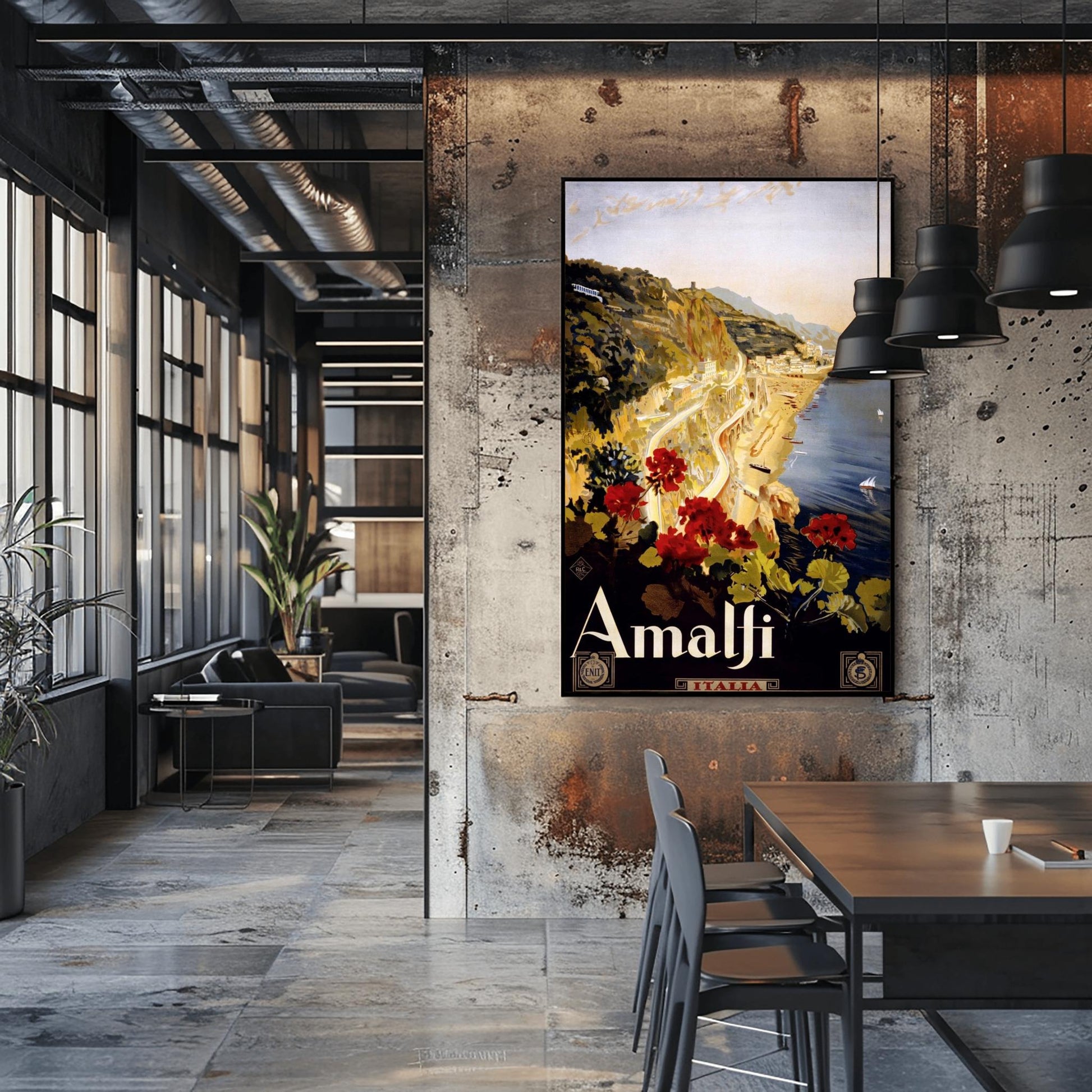 Amalfi Coast Vintage Travel Poster Italy | Retro Mediterranean Wall Art | Italian Riviera (view 6)