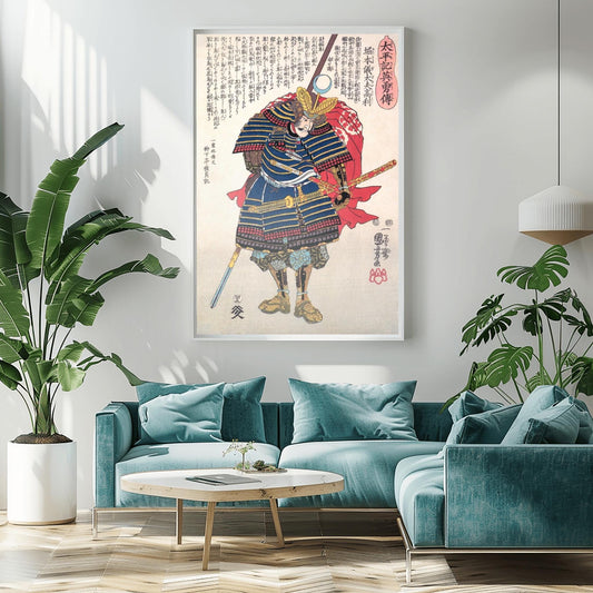 Vintage Samurai Warrior Print | Japanese Ukiyo-e Art | Traditional Armor Illustration | Bushido Code Wall Decor | Asian Historical Art