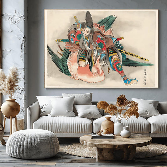 Elegant Utagawa Kuniyoshi Samurai Print – Authentic Edo Period Ukiyo-e Art for Home Decor