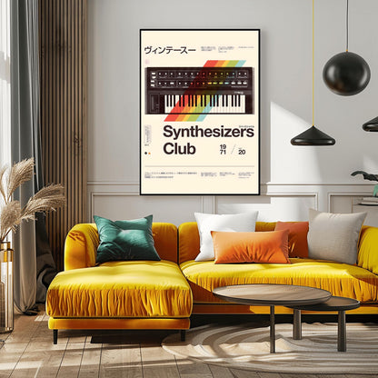 Vintage Moog Multimoog Synthesizer Poster | Retro Synth Music Art Print | Bold Typography (view 3)