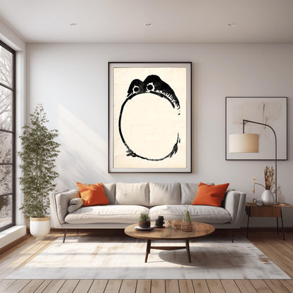 Matsumoto Hoji Zen Frog Art Print | Traditional Japanese Sumi-e | Minimalist Black Ink Frog Poster