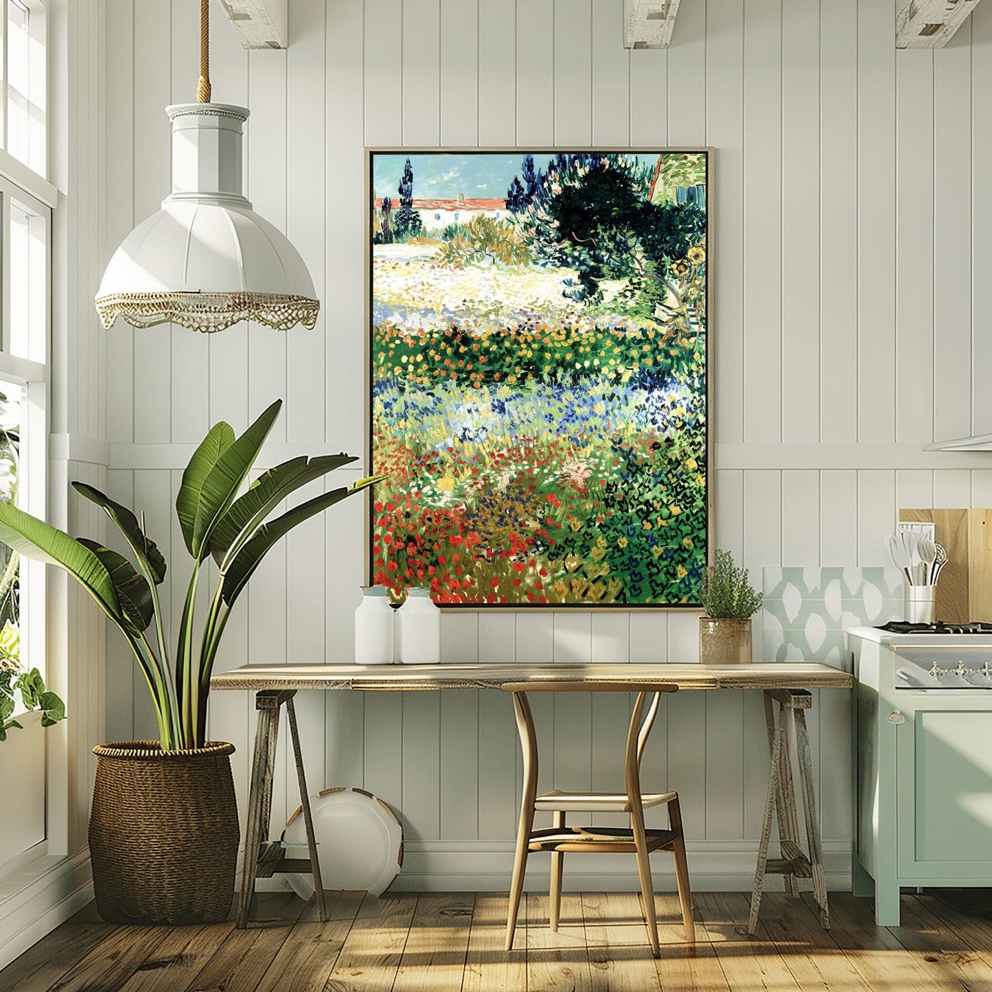 Van Gogh Art Garden Scene Print – Colorful Impressionist Flowers, Nature Wall Art, Classic Landscape Poster, Gift for Art Lovers