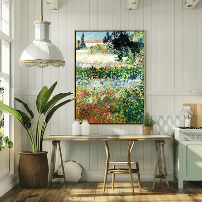 Van Gogh Art Garden Scene Print – Colorful Impressionist Flowers, Nature Wall Art, Classic Landscape Poster, Gift for Art Lovers