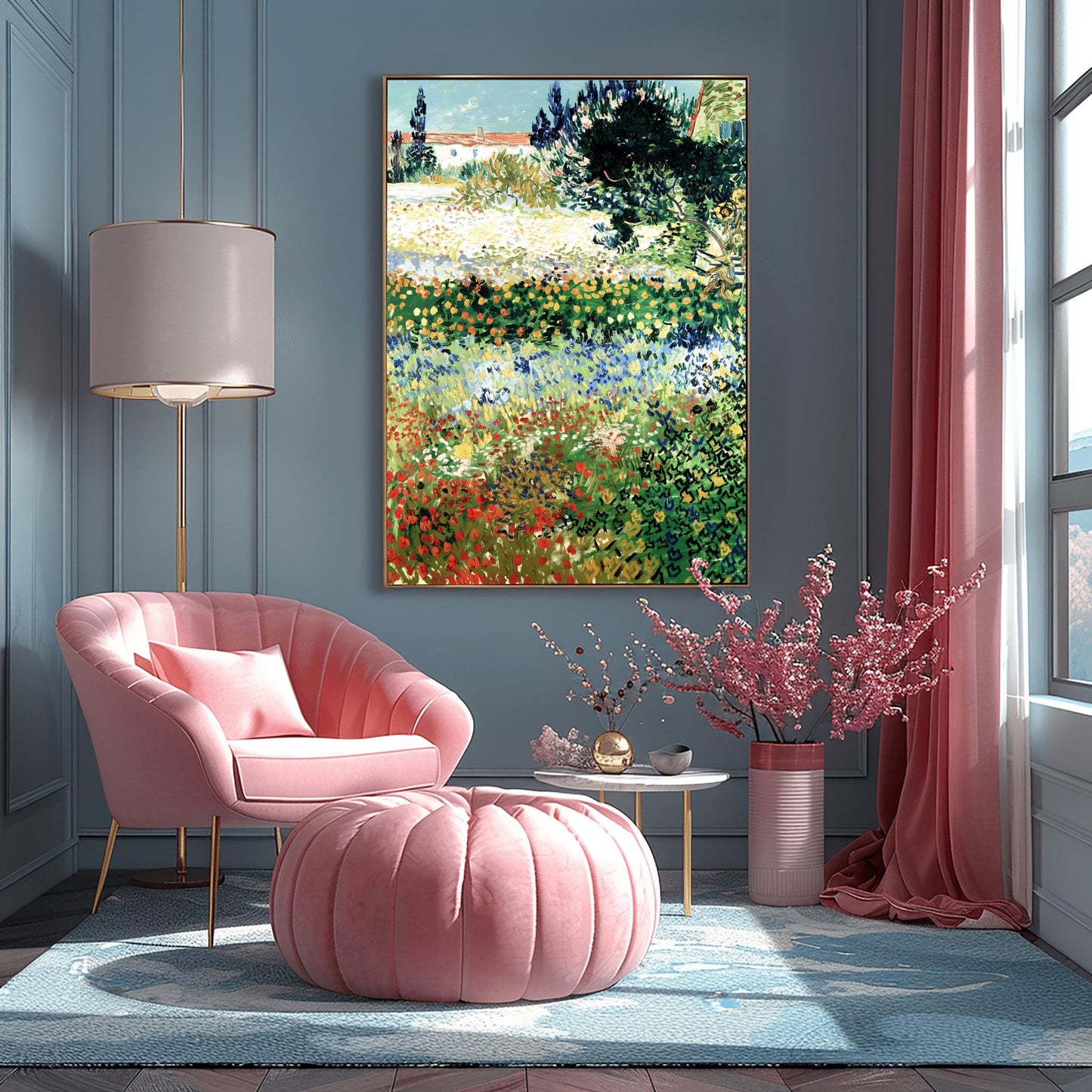 Van Gogh Art Garden Scene Print – Colorful Impressionist Flowers, Nature Wall Art, Classic Landscape Poster, Gift for Art Lovers