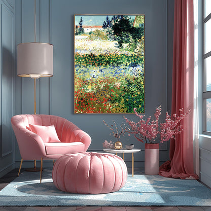 Van Gogh Art Garden Scene Print – Colorful Impressionist Flowers, Nature Wall Art, Classic Landscape Poster, Gift for Art Lovers