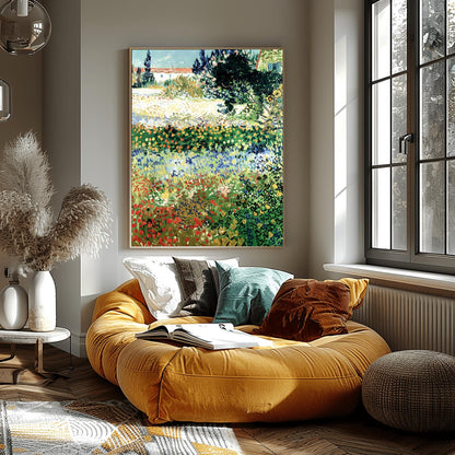 Van Gogh Art Garden Scene Print – Colorful Impressionist Flowers, Nature Wall Art, Classic Landscape Poster, Gift for Art Lovers
