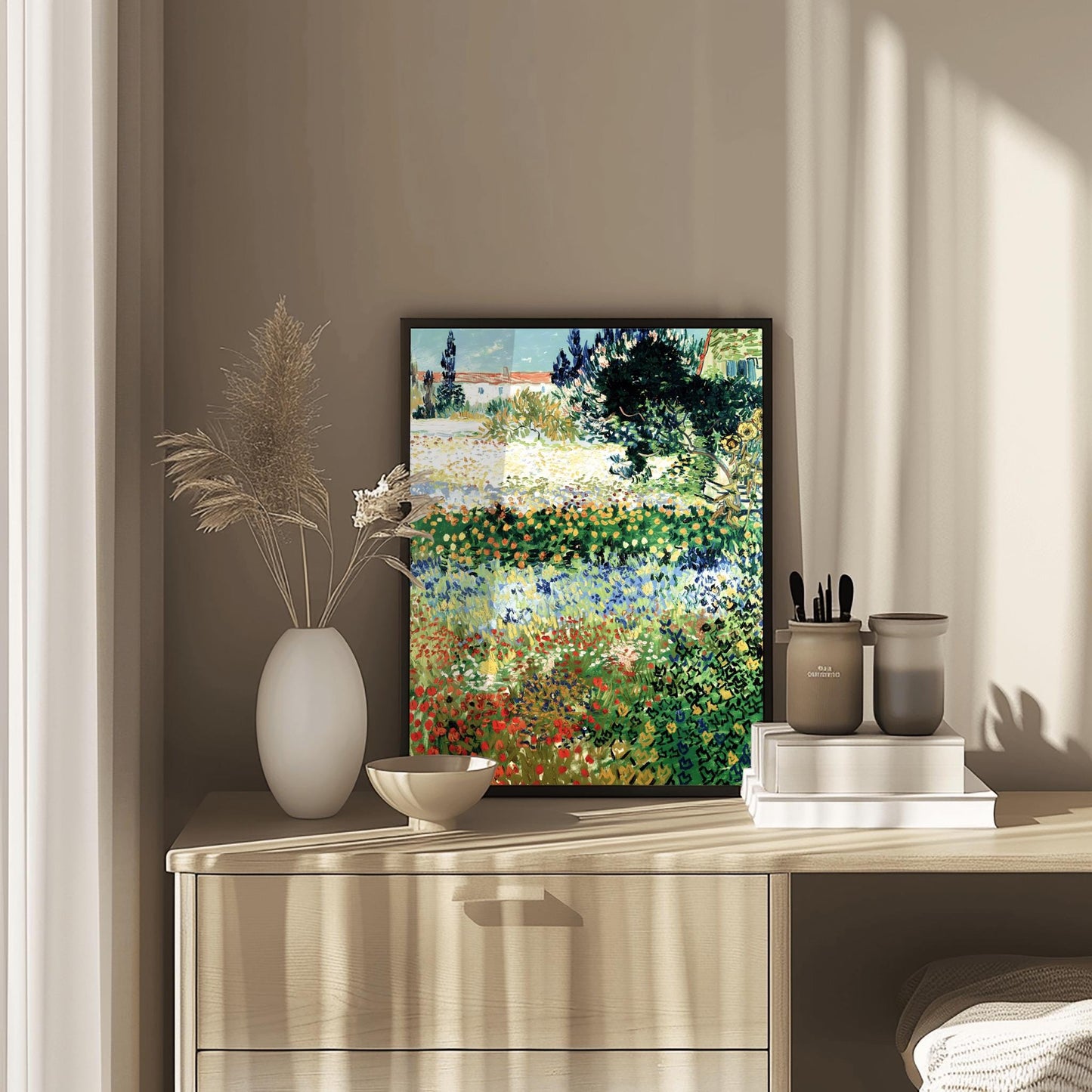 Van Gogh Art Garden Scene Print – Colorful Impressionist Flowers, Nature Wall Art, Classic Landscape Poster, Gift for Art Lovers