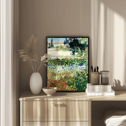 Van Gogh Art Garden Scene Print – Colorful Impressionist Flowers, Nature Wall Art, Classic Landscape Poster, Gift for Art Lovers