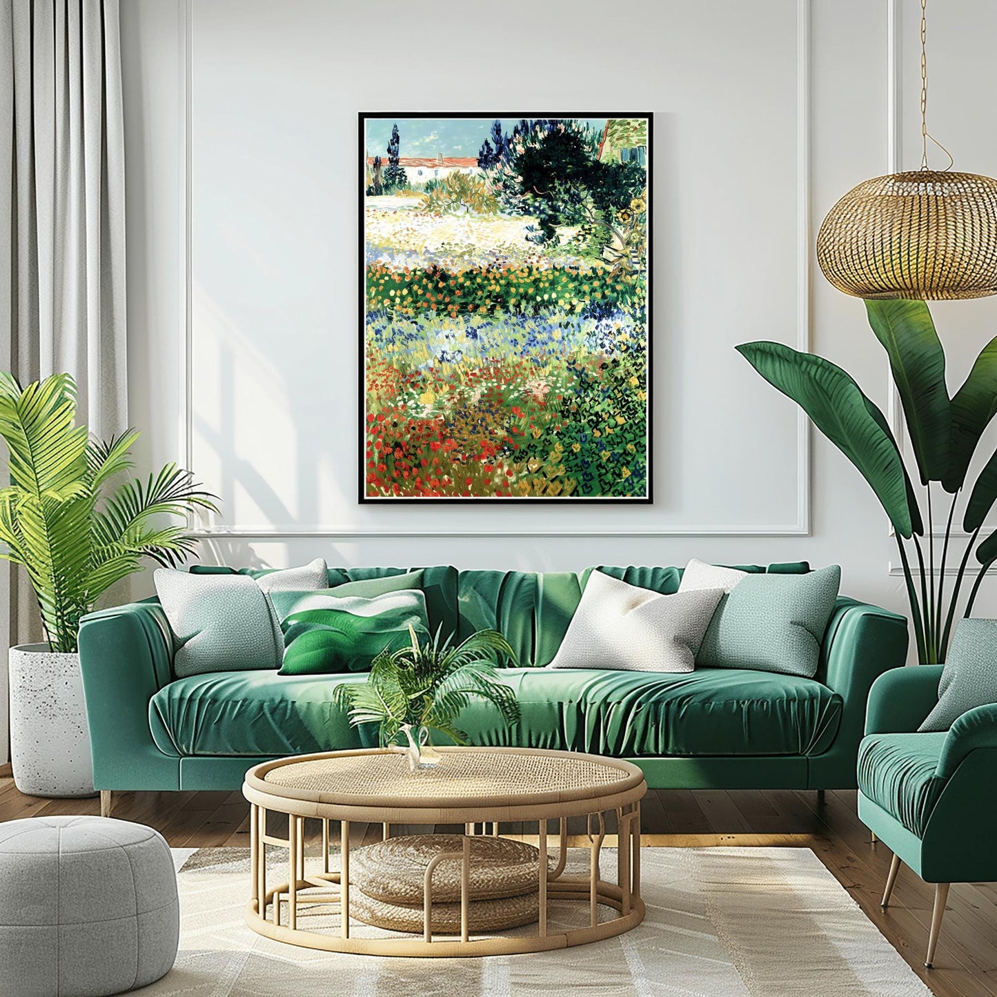 Van Gogh Art Garden Scene Print – Colorful Impressionist Flowers, Nature Wall Art, Classic Landscape Poster, Gift for Art Lovers