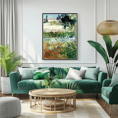 Van Gogh Art Garden Scene Print – Colorful Impressionist Flowers, Nature Wall Art, Classic Landscape Poster, Gift for Art Lovers