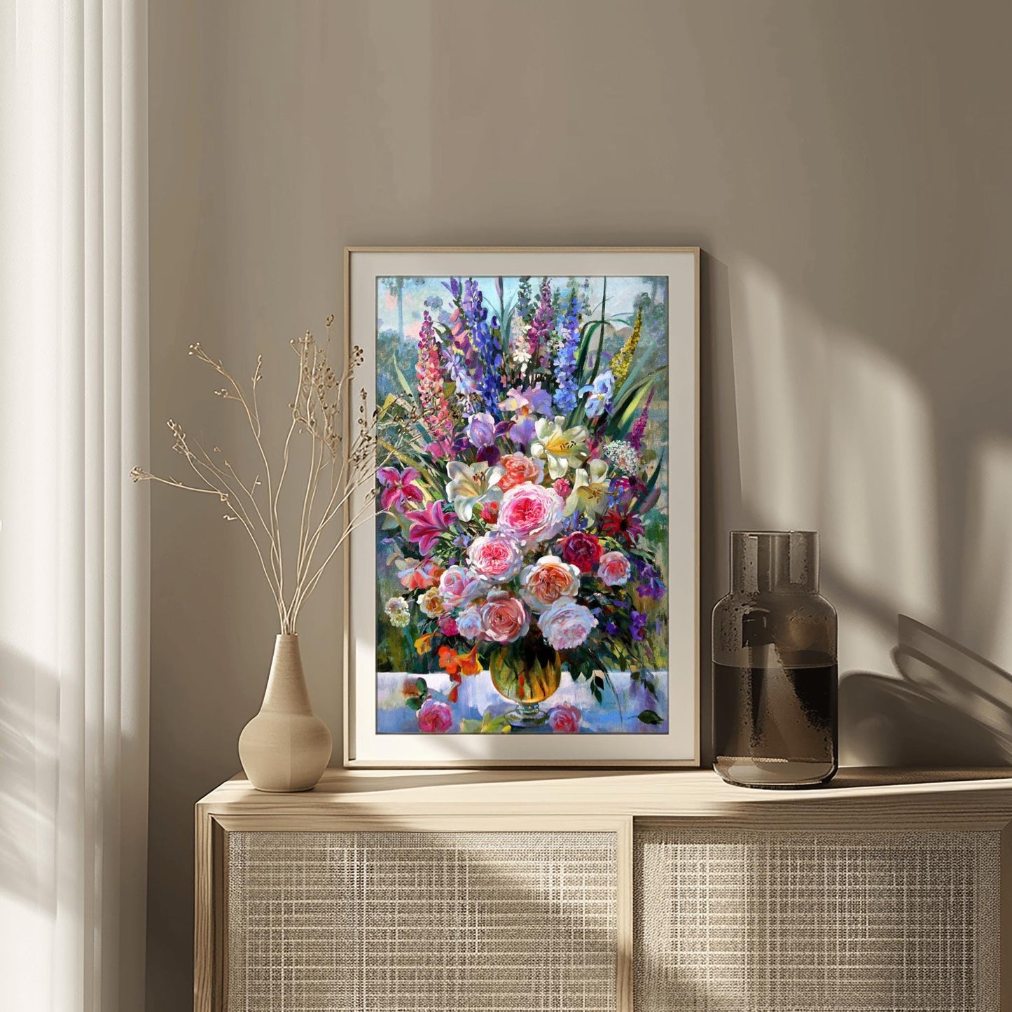 Floral Art Print Vibrant Impressionist Roses Poster | Elegant Still Life Wall Decor | Botanical Home Gift