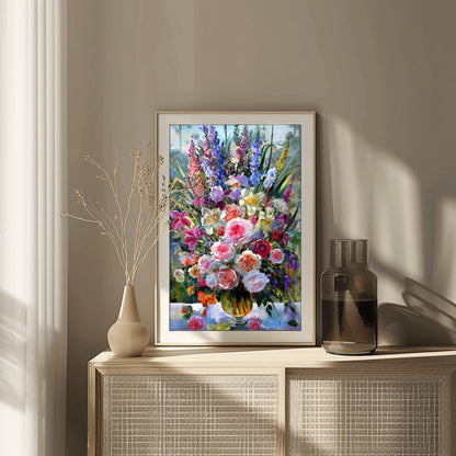 Floral Art Print Vibrant Impressionist Roses Poster | Elegant Still Life Wall Decor | Botanical Home Gift