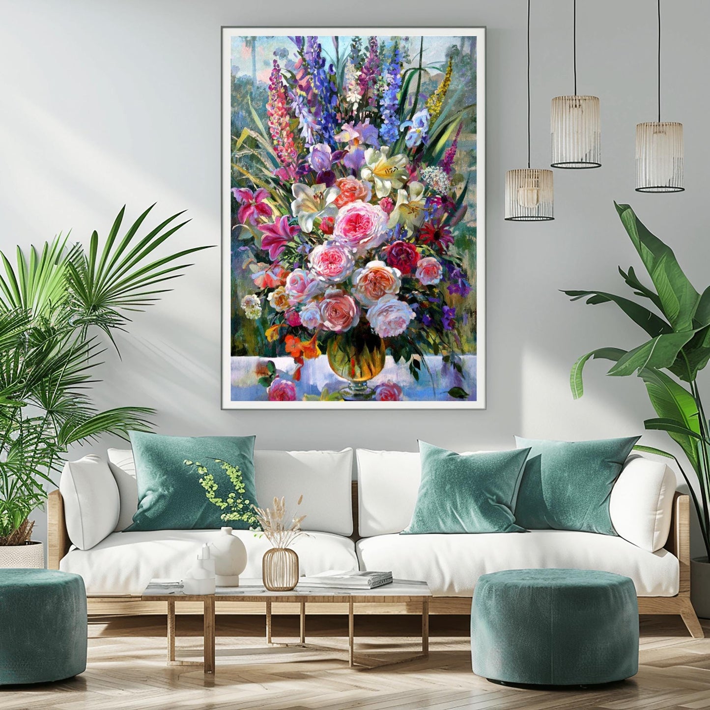 Floral Art Print Vibrant Impressionist Roses Poster | Elegant Still Life Wall Decor | Botanical Home Gift