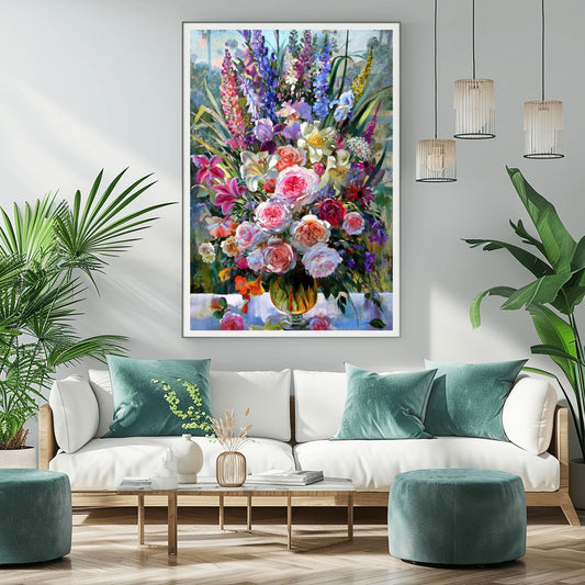 Floral Art Print Vibrant Impressionist Roses Poster | Elegant Still Life Wall Decor | Botanical Home Gift