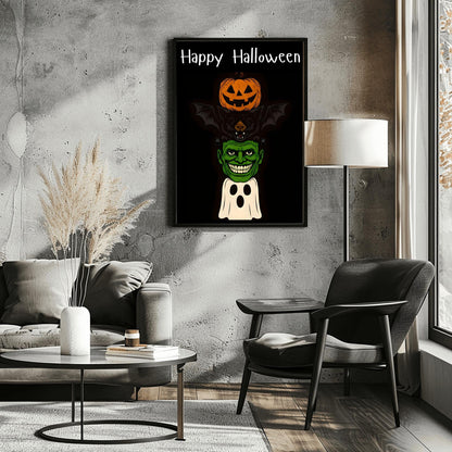 Halloween Wall Decor - Ghosts & Floral Print, Spooky Haunted Garden Art, Mystical Spirit Poster, Gothic Home Decoration