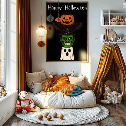 Halloween Wall Decor - Ghosts & Floral Print, Spooky Haunted Garden Art, Mystical Spirit Poster, Gothic Home Decoration