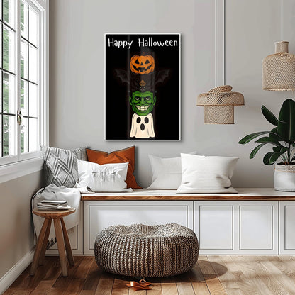 Halloween Wall Decor - Ghosts & Floral Print, Spooky Haunted Garden Art, Mystical Spirit Poster, Gothic Home Decoration