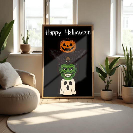 Halloween Wall Decor - Ghosts & Floral Print, Spooky Haunted Garden Art, Mystical Spirit Poster, Gothic Home Decoration