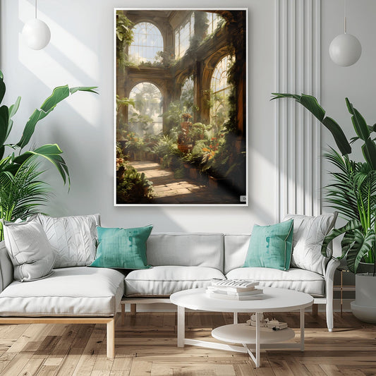 Greenhouse Art| Baroque Botanical Renaissance Wall Decor, Cottagecore Aesthetic, Light Academia Print, Victorian Conservatory Oil Painting