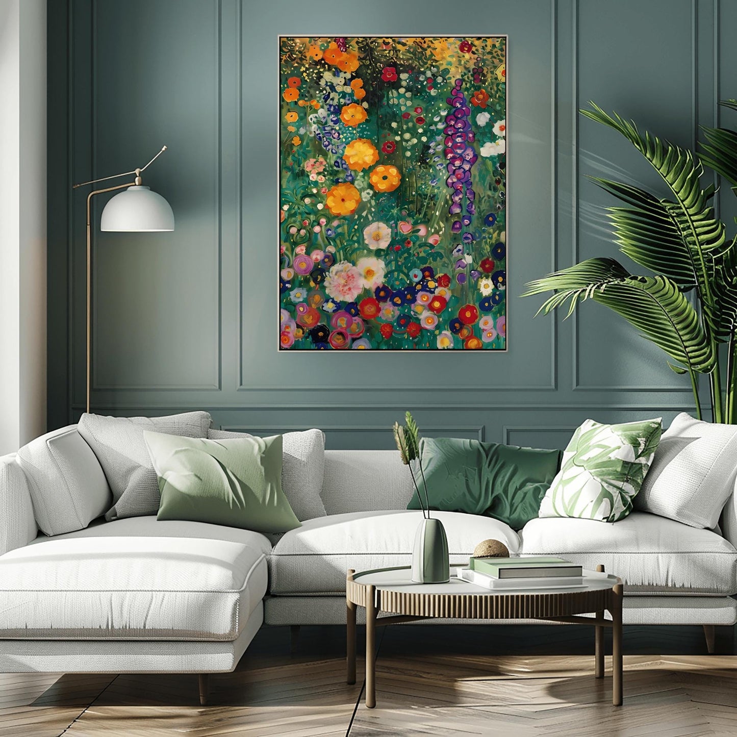 Klimt Painting Farm Garden Poster - Floral Wall Decor, Art Gift Idea, Flowers Art Print, Above Bed or Dorm Room Decor