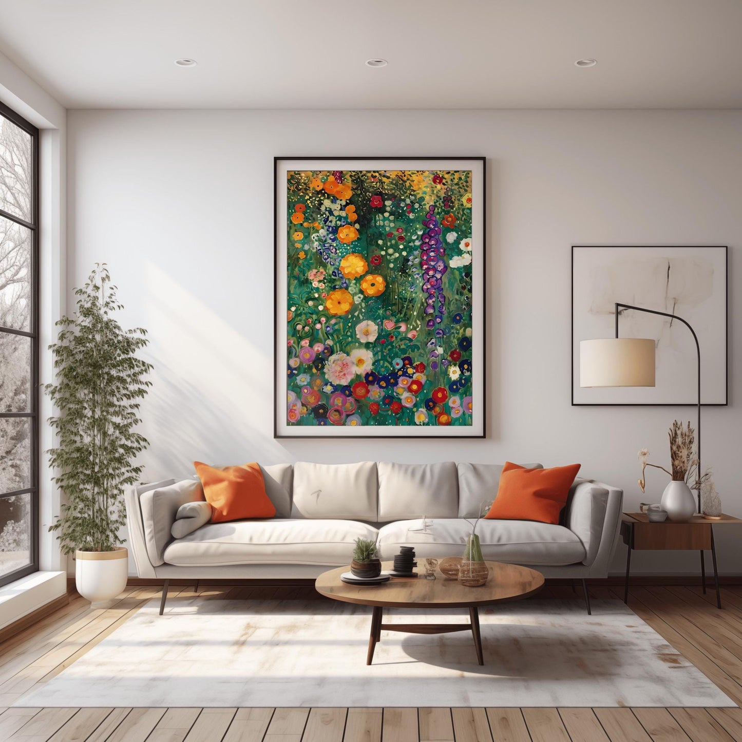 Klimt Painting Farm Garden Poster - Floral Wall Decor, Art Gift Idea, Flowers Art Print, Above Bed or Dorm Room Decor