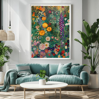 Klimt Painting Farm Garden Poster - Floral Wall Decor, Art Gift Idea, Flowers Art Print, Above Bed or Dorm Room Decor