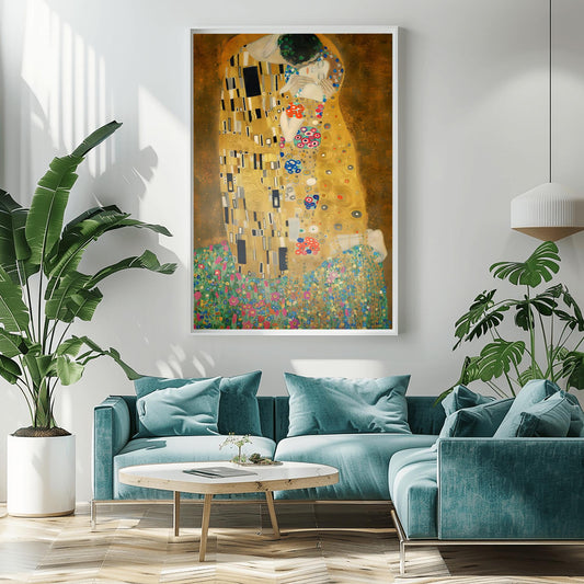 The Kiss by Gustav Klimt Poster Print - Romantic Wall Art, Gold Decor, Classic Fine Art Reproduction, Modern Home Decoration