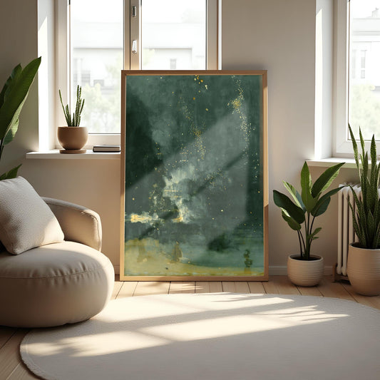 Nocturne Black & Gold, Falling Rocket by James McNeill Whistler,  Whistler Art, Abstract Landscape, Poster Print, Wall Art, Moody Dark Decor