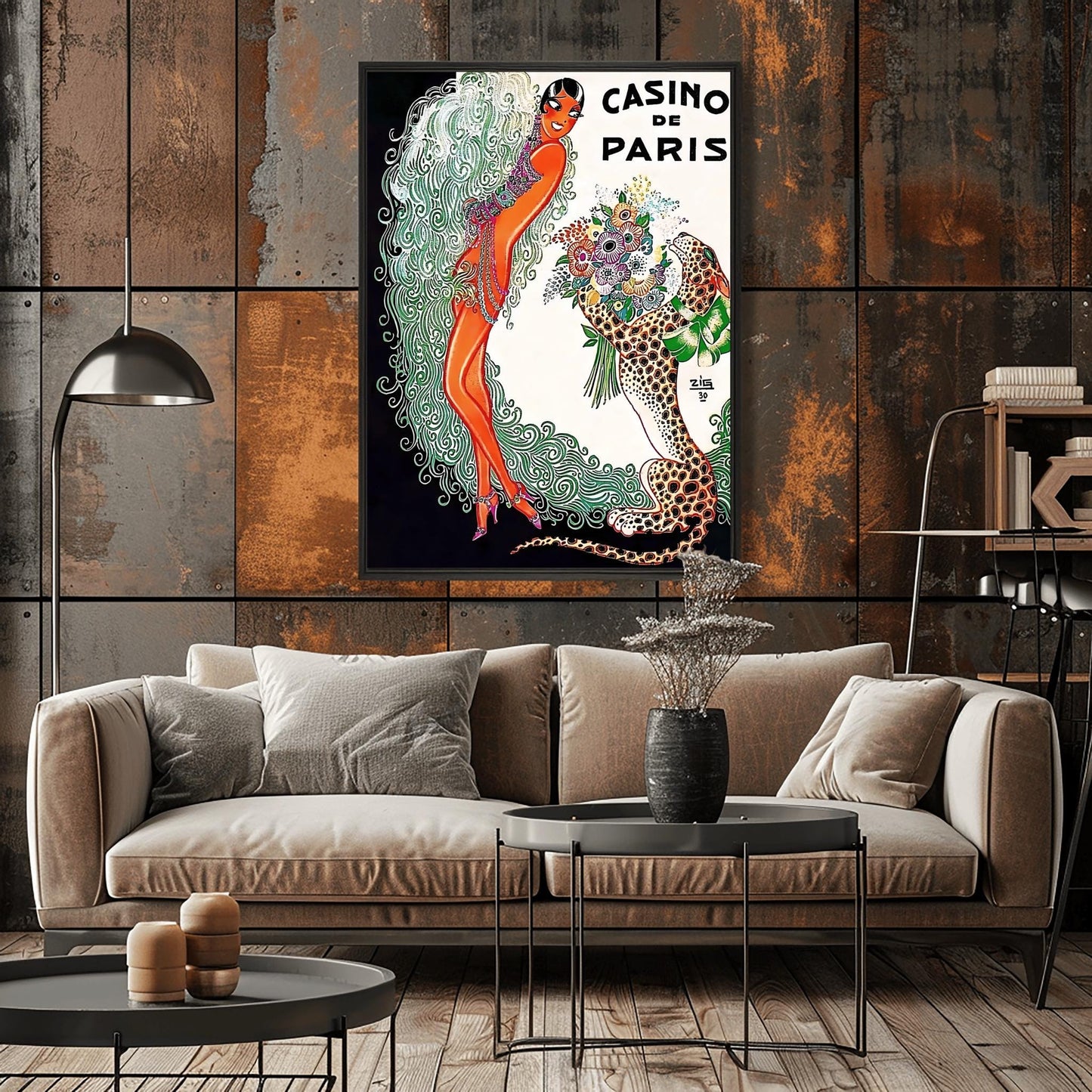 Vibrant Art Deco Casino de Paris Poster | Vintage French Cabaret Print | Retro Dancer & Cheetah Art | 1920s Glamour Wall Decor | Paris Lover