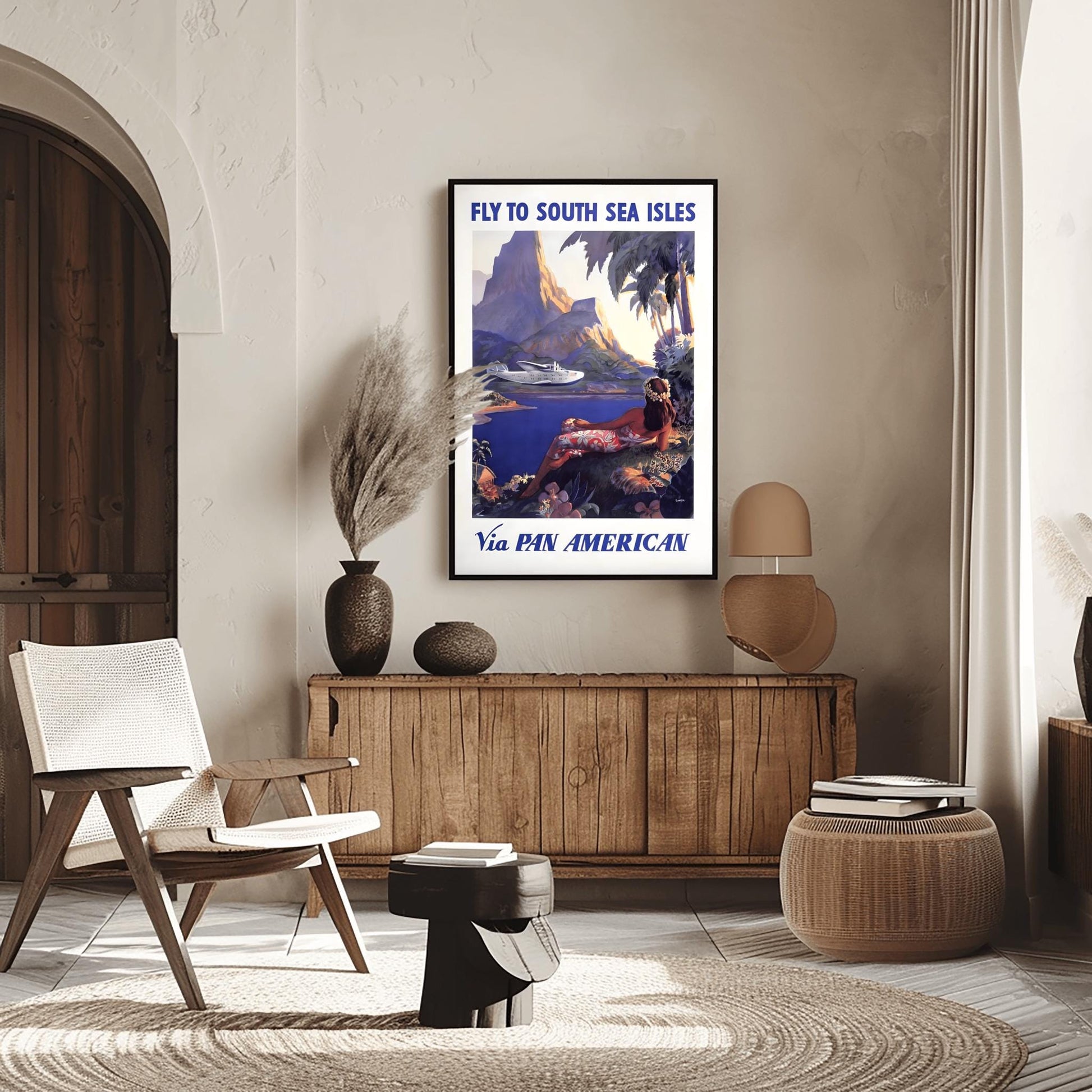 Vintage South Sea Isles Pan Am Poster | Pan American Travel Print | Retro Tropical (view 9)