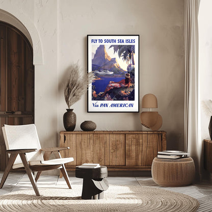 Vintage South Sea Isles Pan Am Poster | Pan American Travel Print | Retro Tropical (view 9)