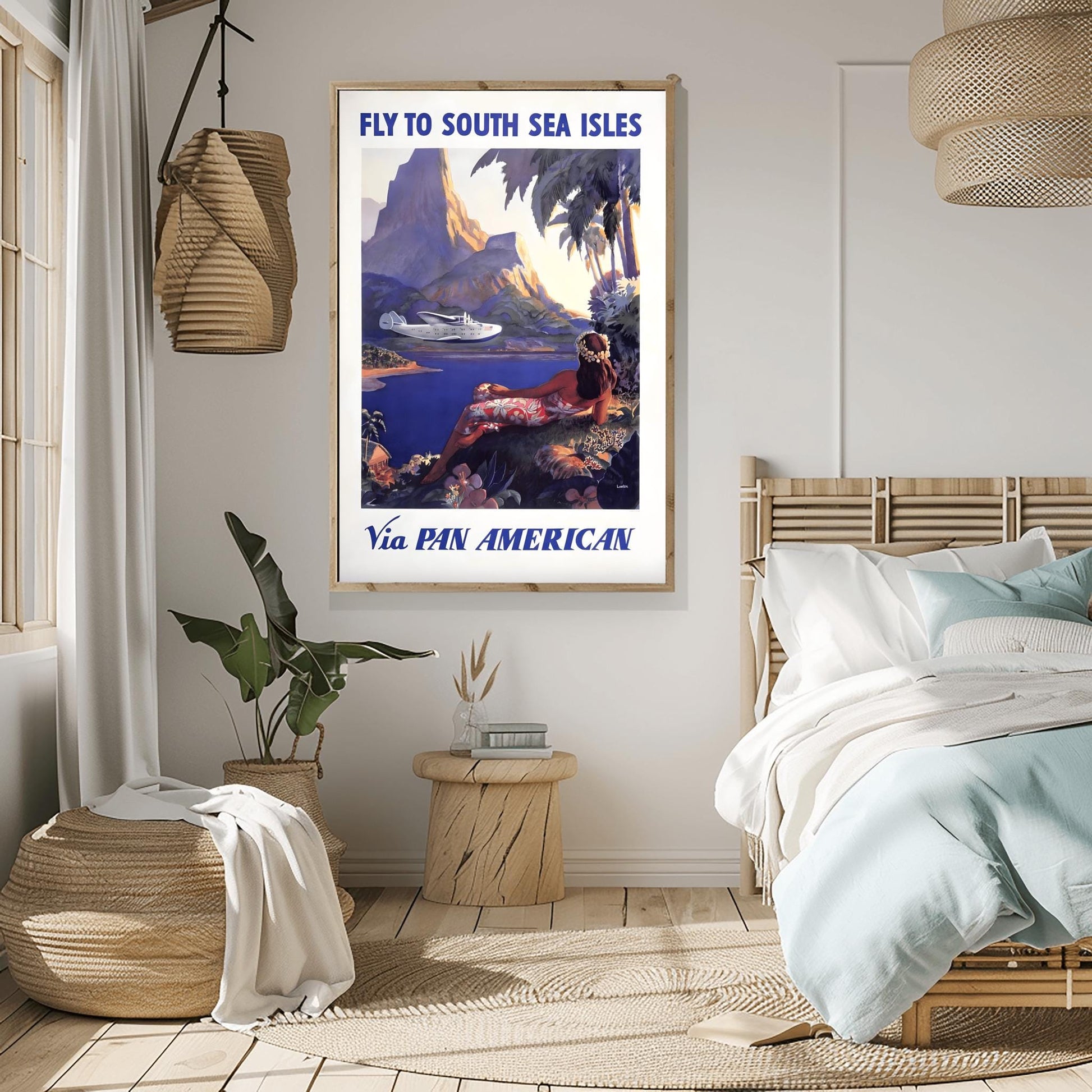 Vintage South Sea Isles Pan Am Poster | Pan American Travel Print | Retro Tropical (view 6)