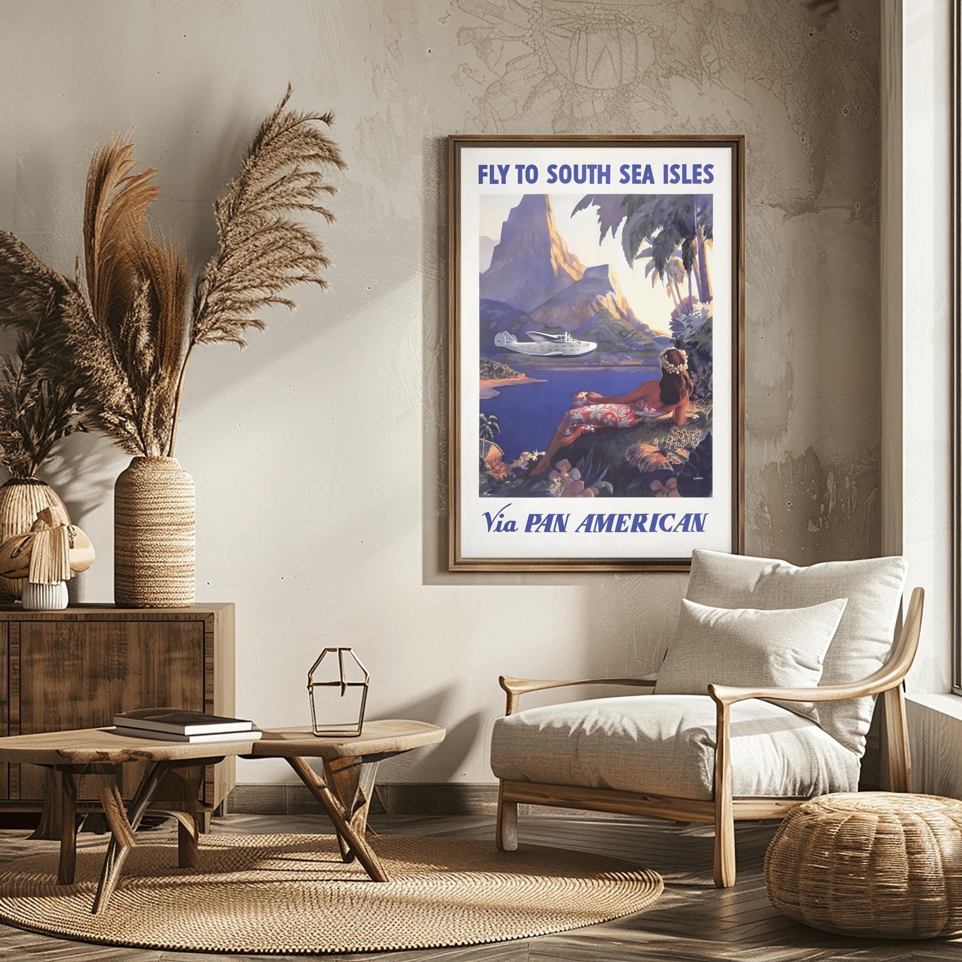 Vintage South Sea Isles Pan Am Poster | Pan American Travel Print | Retro Tropical (view 7)