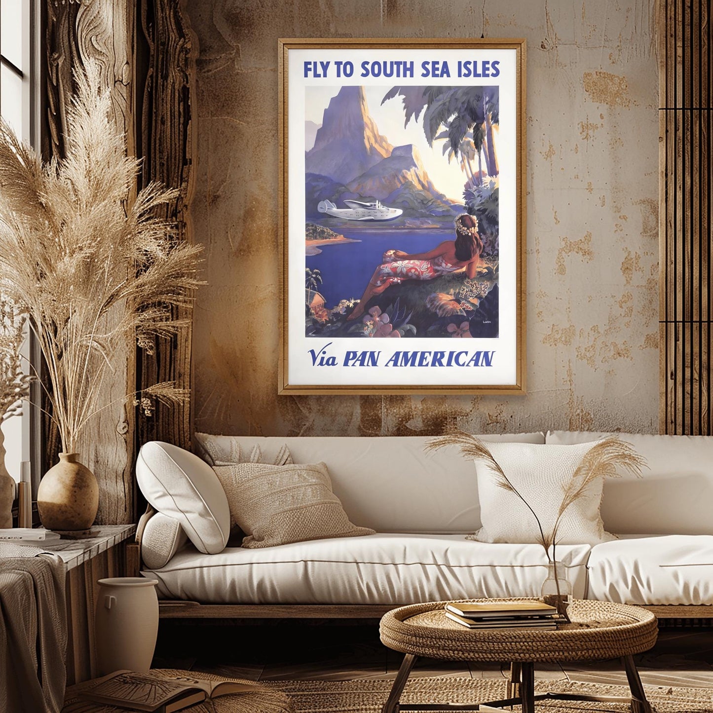 Vintage South Sea Isles Pan Am Poster | Pan American Travel Print | Retro Tropical (view 3)
