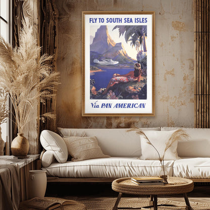 Vintage South Sea Isles Pan Am Poster | Pan American Travel Print | Retro Tropical (view 3)