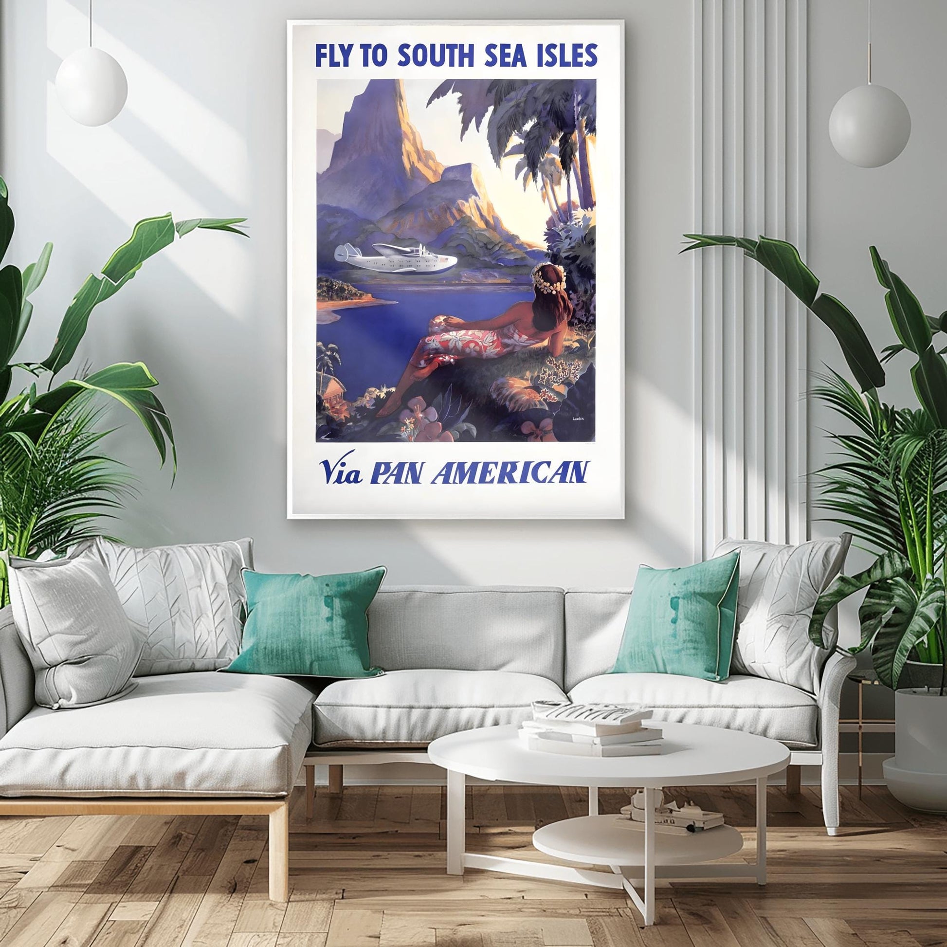 Vintage South Sea Isles Pan Am Poster | Pan American Travel Print | Retro Tropical (view 5)