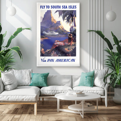 Vintage South Sea Isles Pan Am Poster | Pan American Travel Print | Retro Tropical (view 5)