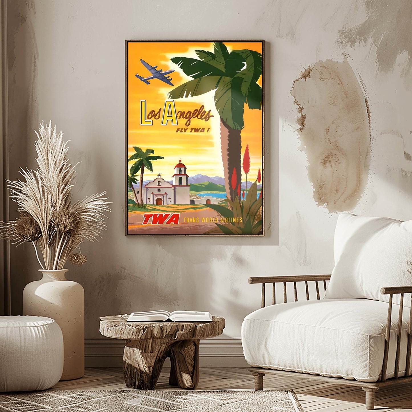 Vintage Los Angeles TWA Poster | Retro California Travel Print | LA Mission Style Art | (view 9)