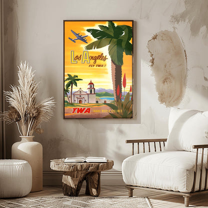 Vintage Los Angeles TWA Poster | Retro California Travel Print | LA Mission Style Art | (view 9)