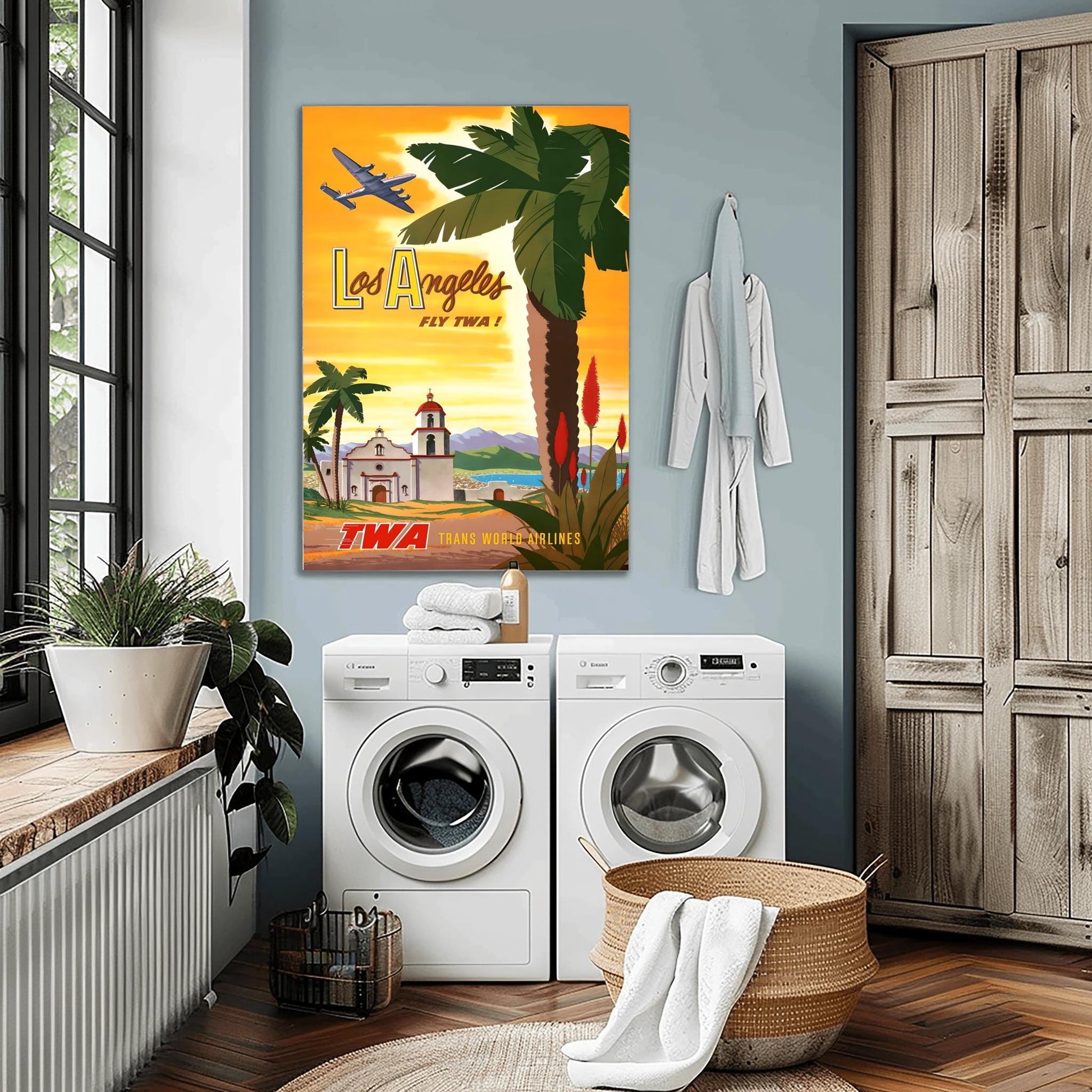 Vintage Los Angeles TWA Poster | Retro California Travel Print | LA Mission Style Art | (view 5)