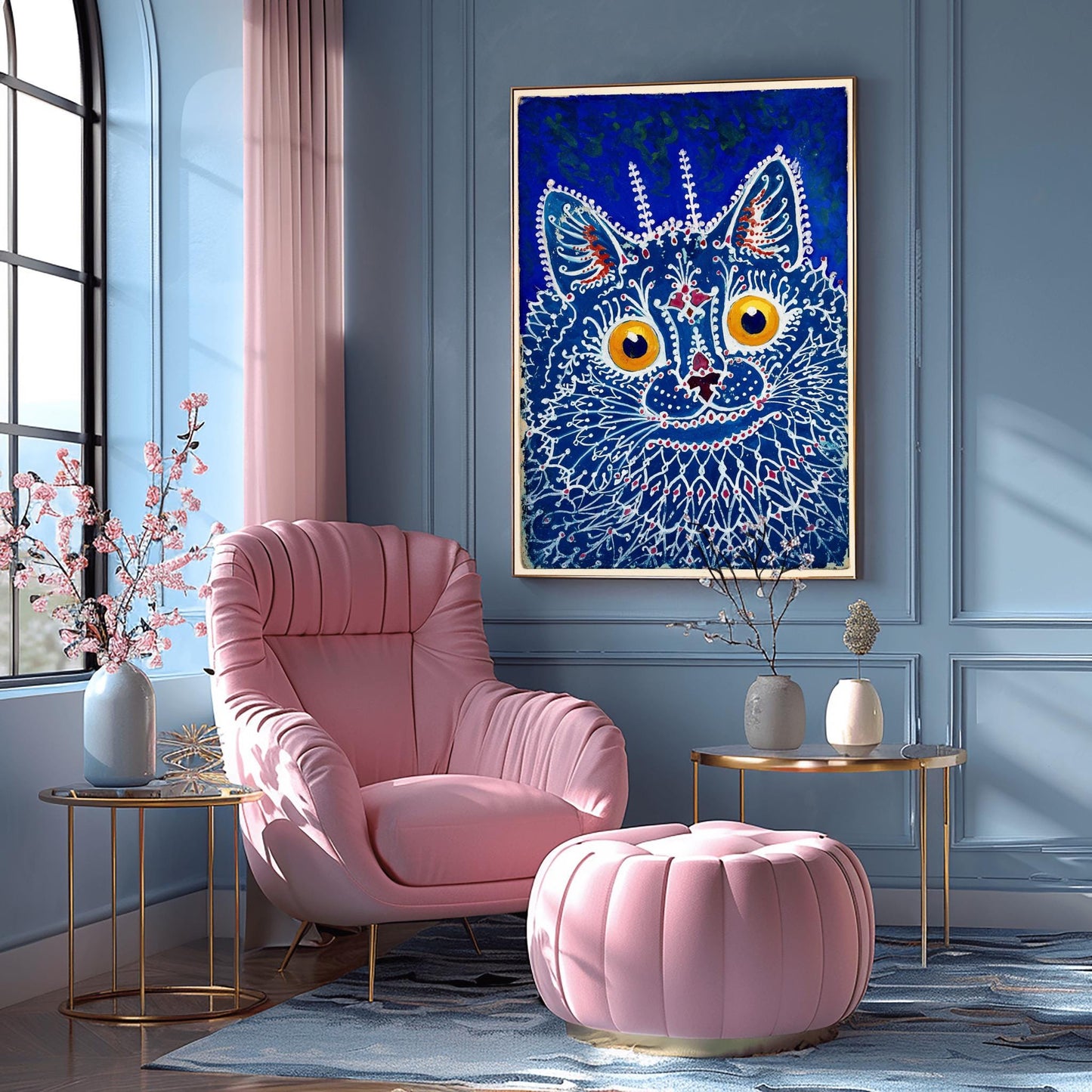 Louis Wain Cat Art Poster – Psychedelic Cat Wall Decor, Trippy Feline Artwork, Outsider Art Print for Cat Lovers & Art Collectors