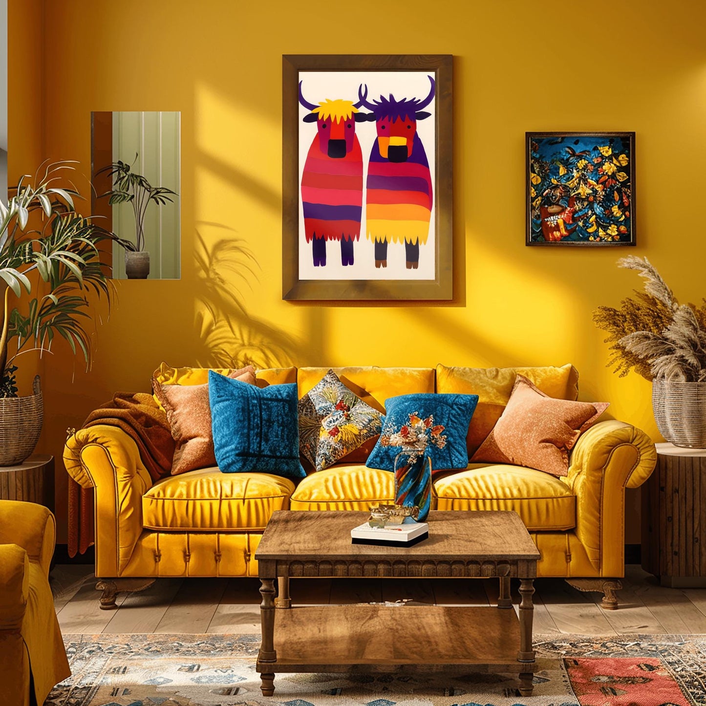 Folk Art Yak Print, Colorful Kids Animal Art, Nursery Wall Decor, Playroom Art, Unique Yak Poster, Bright Animal Painting