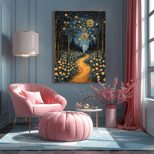 Gustav Klimt Print Golden Orbs Poster - Klimt Museum & Exhibition Art, Flower Market Painting Wall Decor, Vibrant Meadow, Garden Poster