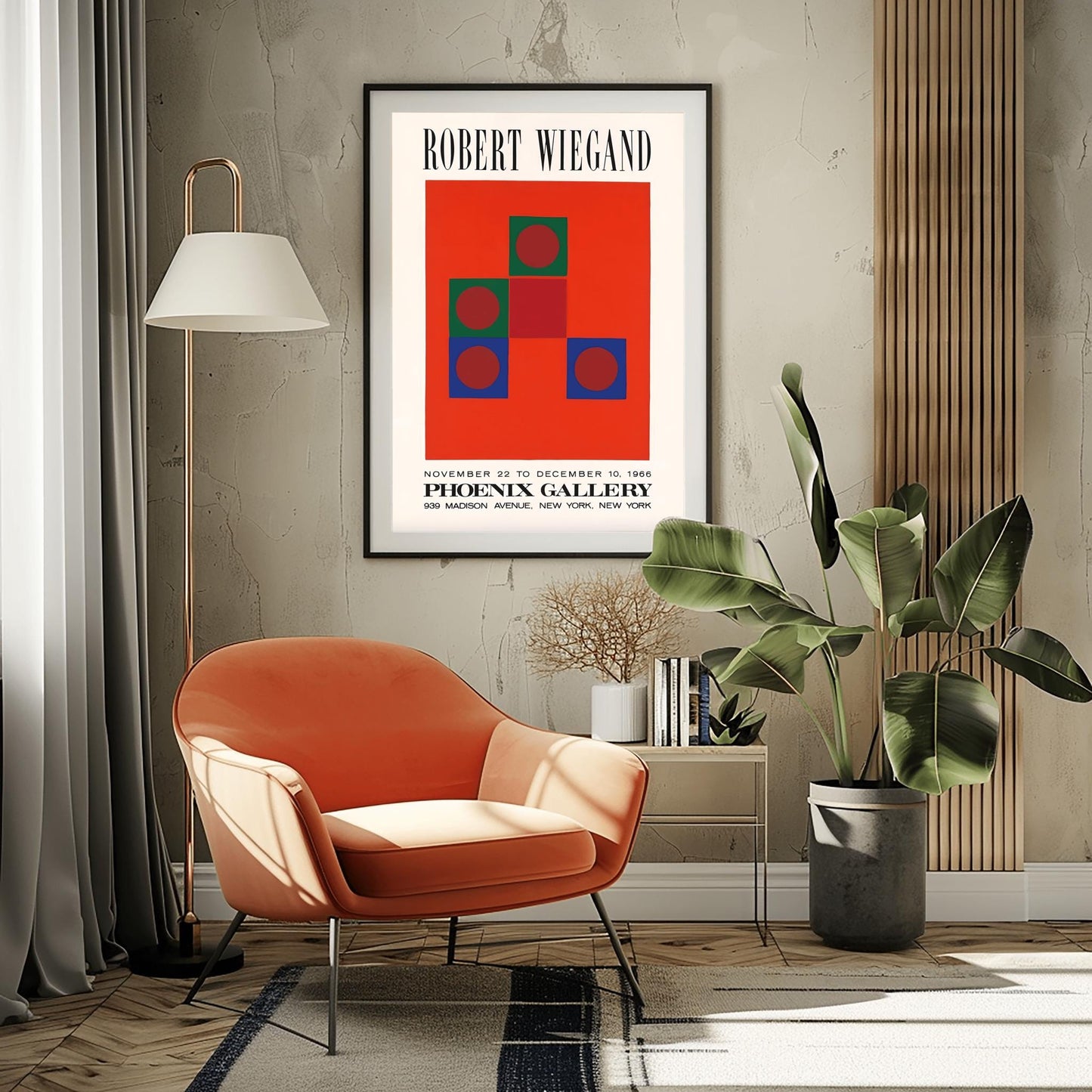 Modernist Geometric Art Print | Robert Wiegand Exhibition Poster | Abstract Shapes Wall Art | Mid-Century Modern Gallery Decor | 1960s Art