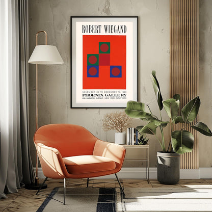 Modernist Geometric Art Print | Robert Wiegand Exhibition Poster | Abstract Shapes Wall Art | Mid-Century Modern Gallery Decor | 1960s Art