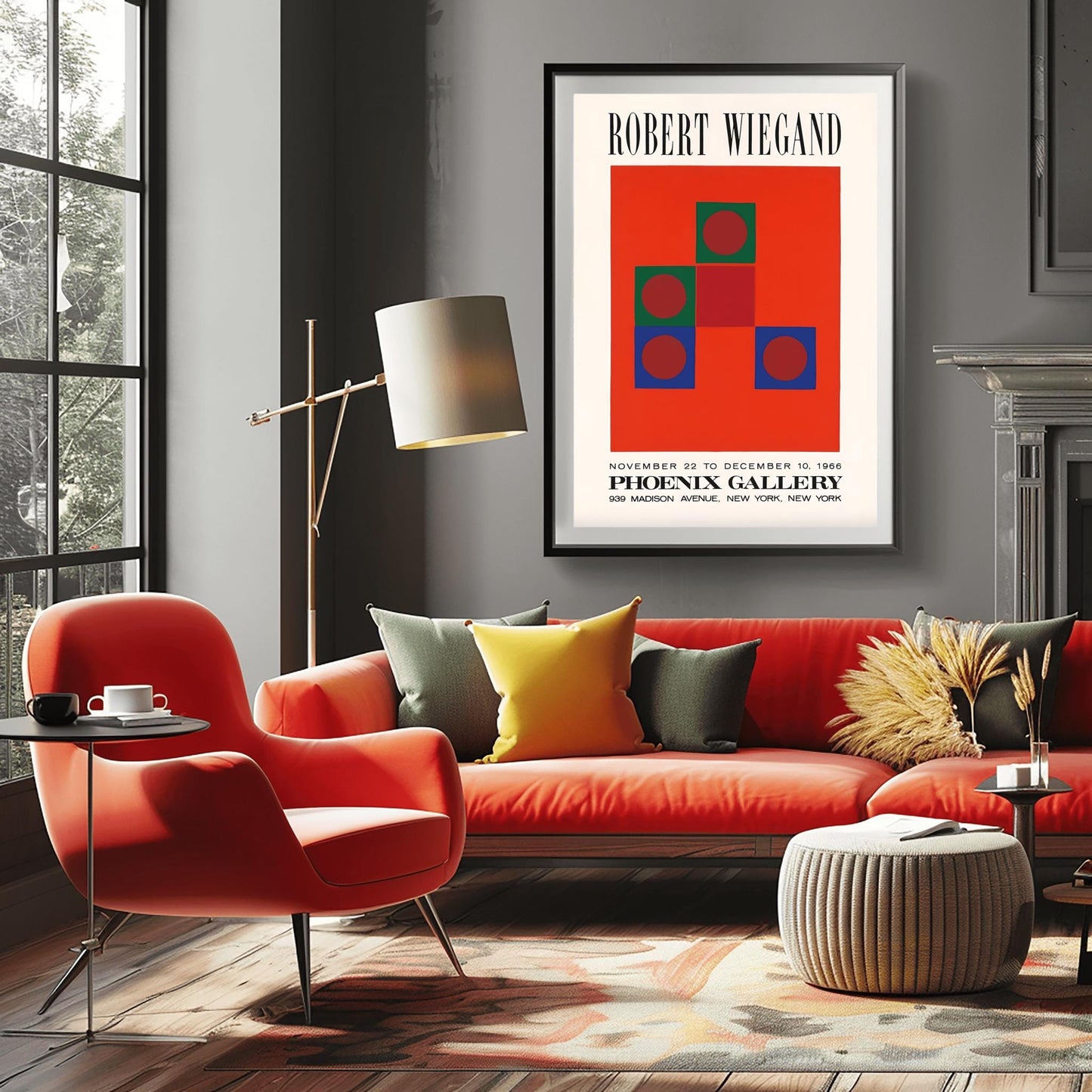Modernist Geometric Art Print | Robert Wiegand Exhibition Poster | Abstract Shapes Wall Art | Mid-Century Modern Gallery Decor | 1960s Art