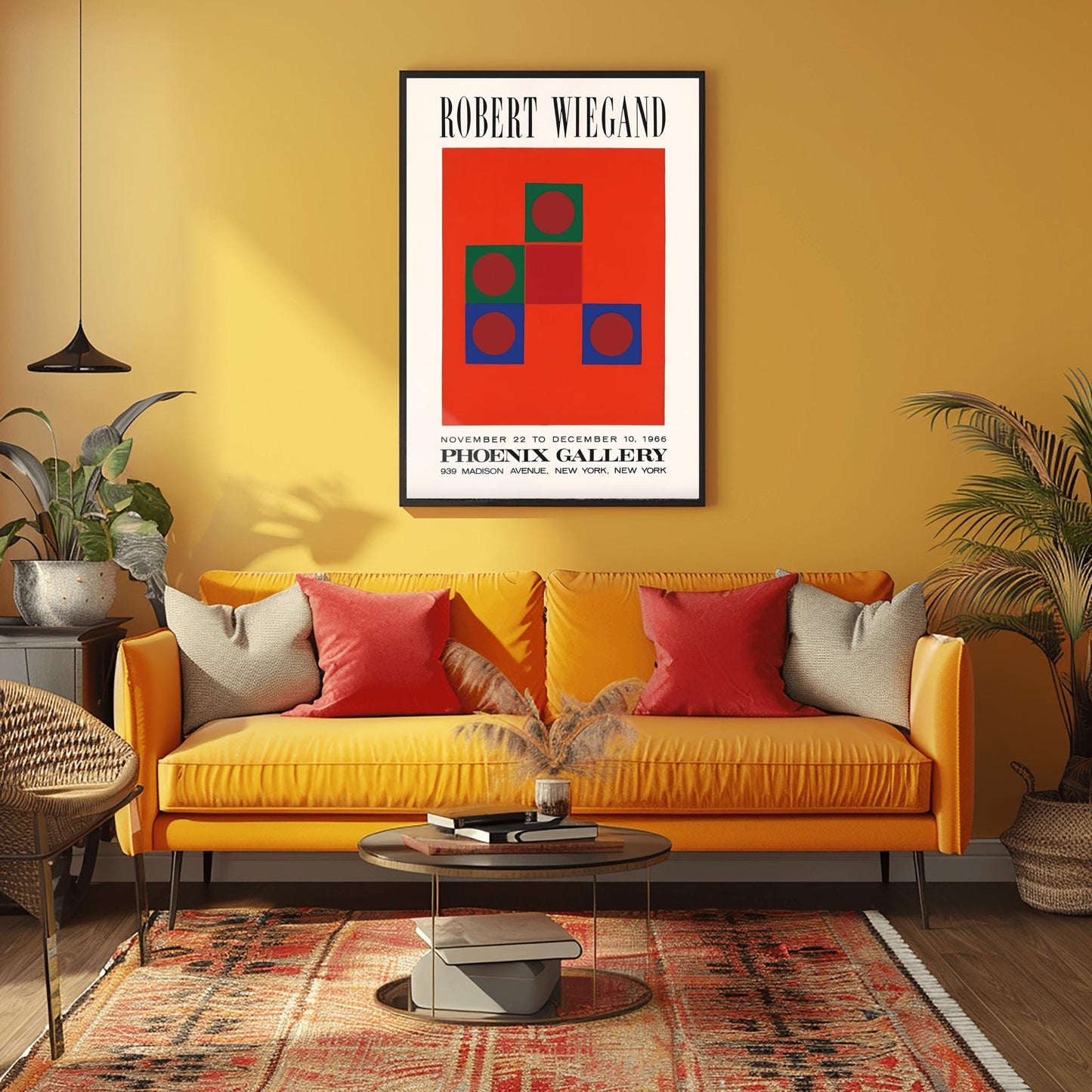 Modernist Geometric Art Print | Robert Wiegand Exhibition Poster | Abstract Shapes Wall Art | Mid-Century Modern Gallery Decor | 1960s Art