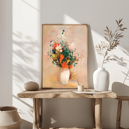 Renoir Impressionist Floral Print | Vibrant Flower Bouquet Art | Ceramic Vase Painting | Classic Home Decor Gift | Fine Art Reproduction