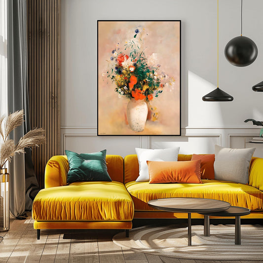 Renoir Impressionist Floral Print | Vibrant Flower Bouquet Art | Ceramic Vase Painting | Classic Home Decor Gift | Fine Art Reproduction