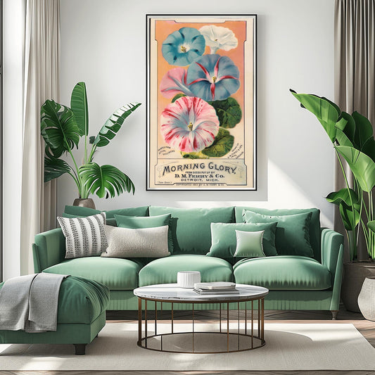 Vintage Morning Glory Seed Packet Art | Colorful Floral Botanical Print | Cottagecore Garden Decor Gift | Antique Flower Advertisement